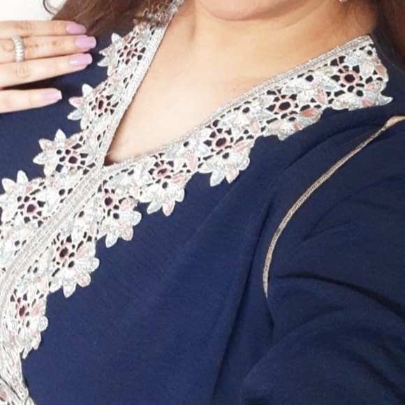 Moroccan Kaftan/Abaya vavy blue & silver ramadan - Picture 4 of 5